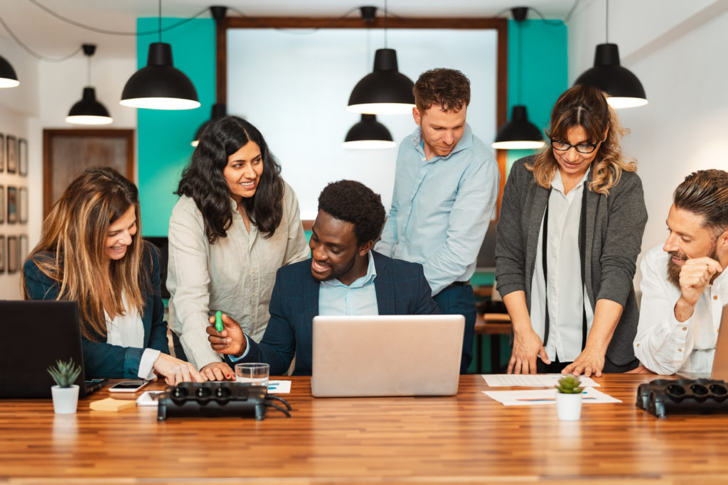 Business team of diverse people working together