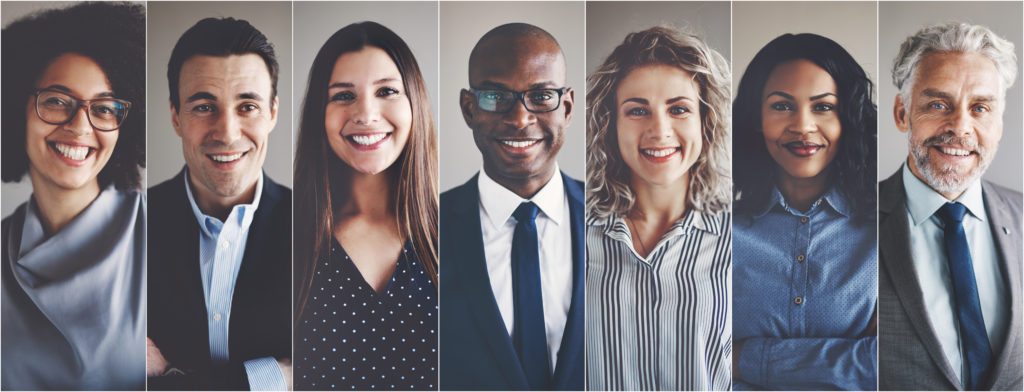 Smiling group of ethnically