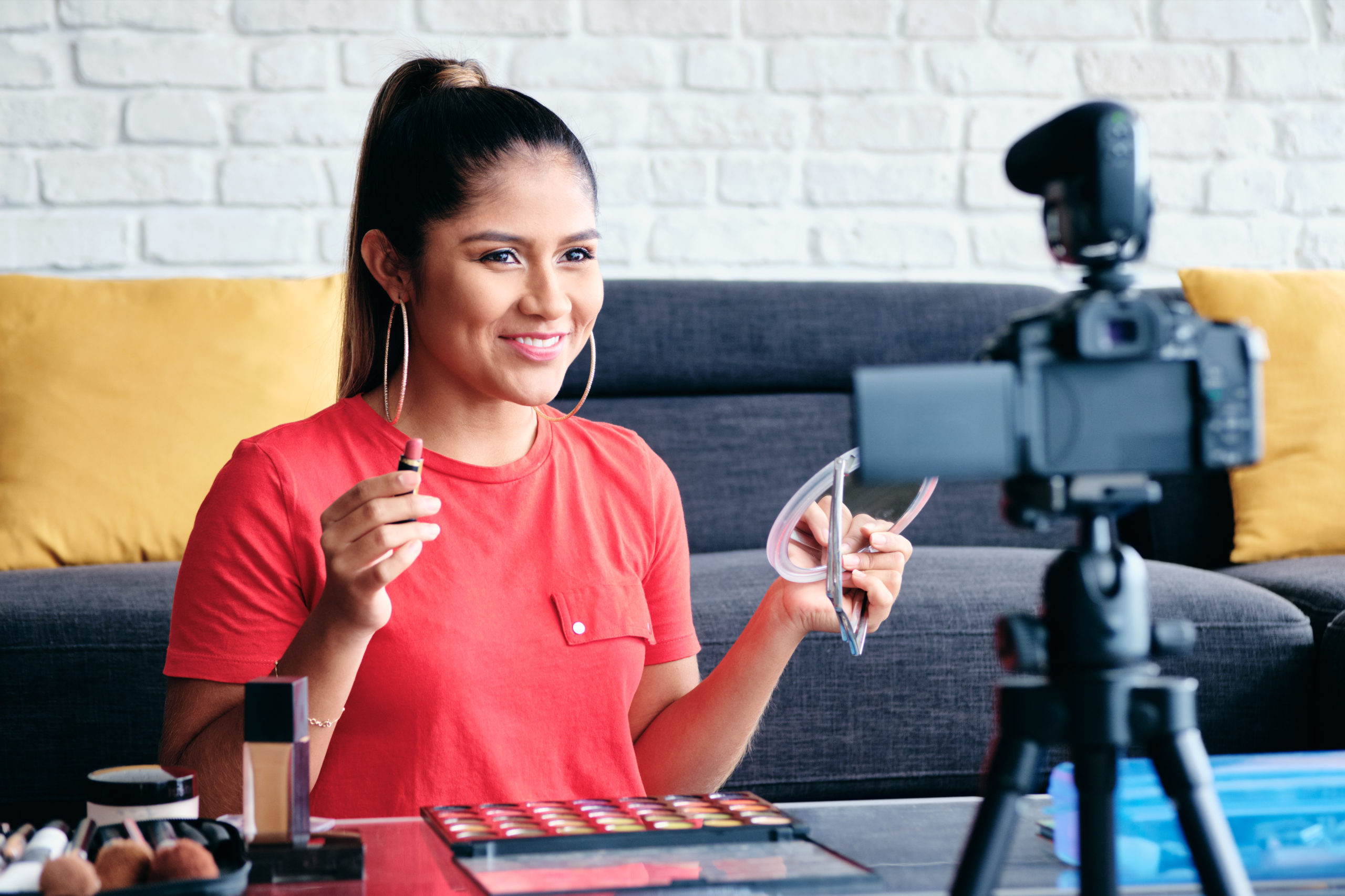 Girl Recording Vlog Video